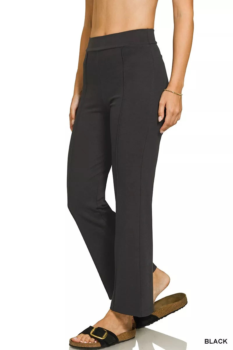 Heavy Ponte Elastic Waistband Pintuck Pants