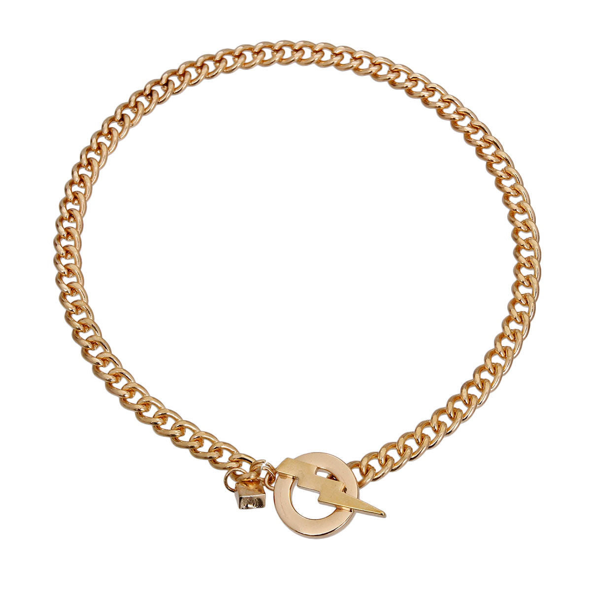 Statement Necklace Gold Lightning Bolt Trendy Jewelry Accessory
