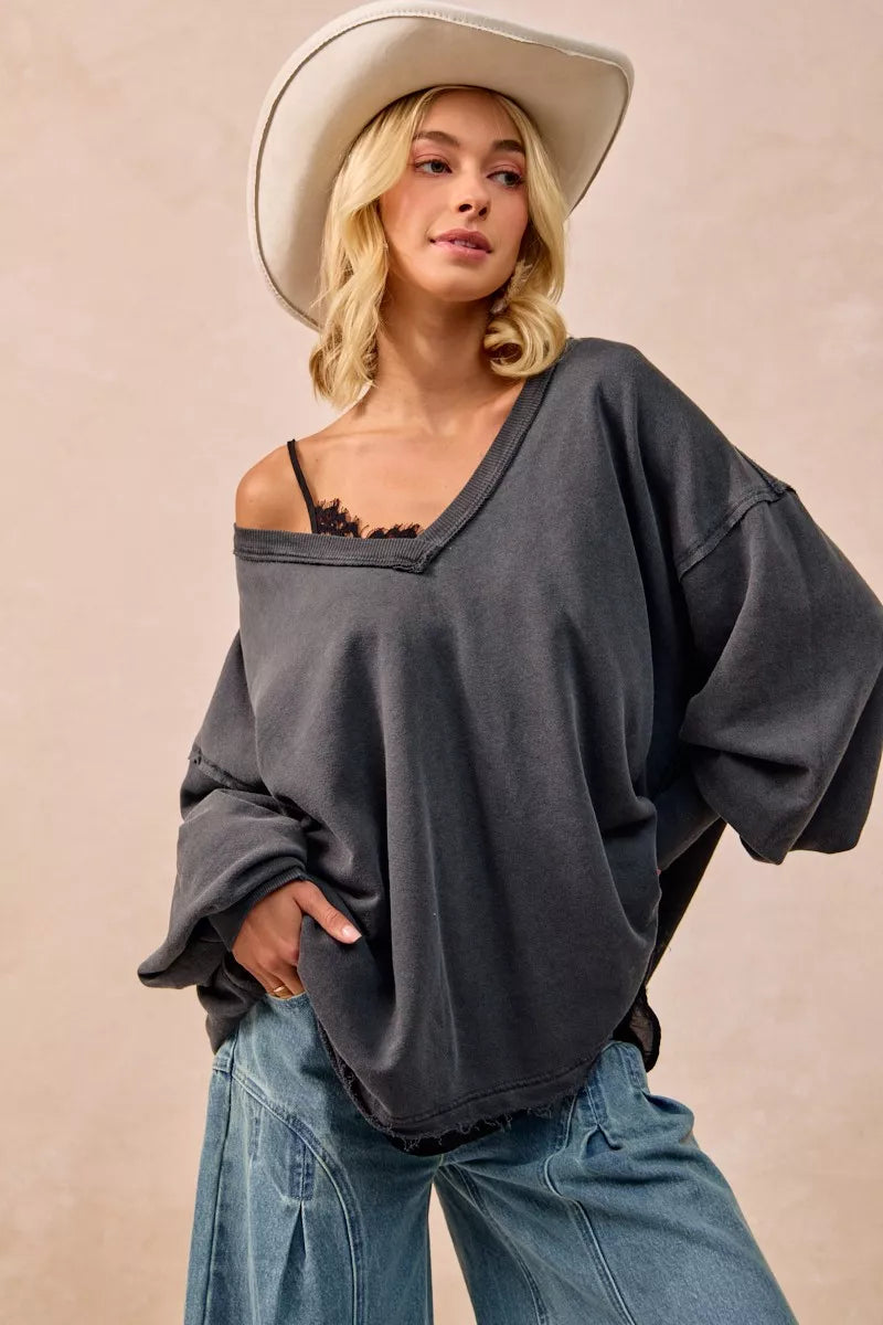 Mineral Washed French Terry Oversized Sweatshirt