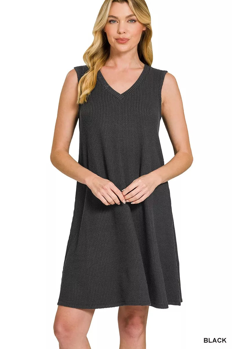 Raised Rib Sleeveless Mini Dress