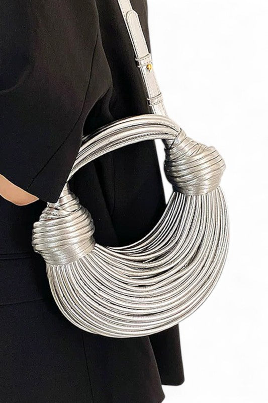 Faux Leather String Rope Top Handle Swing Bag