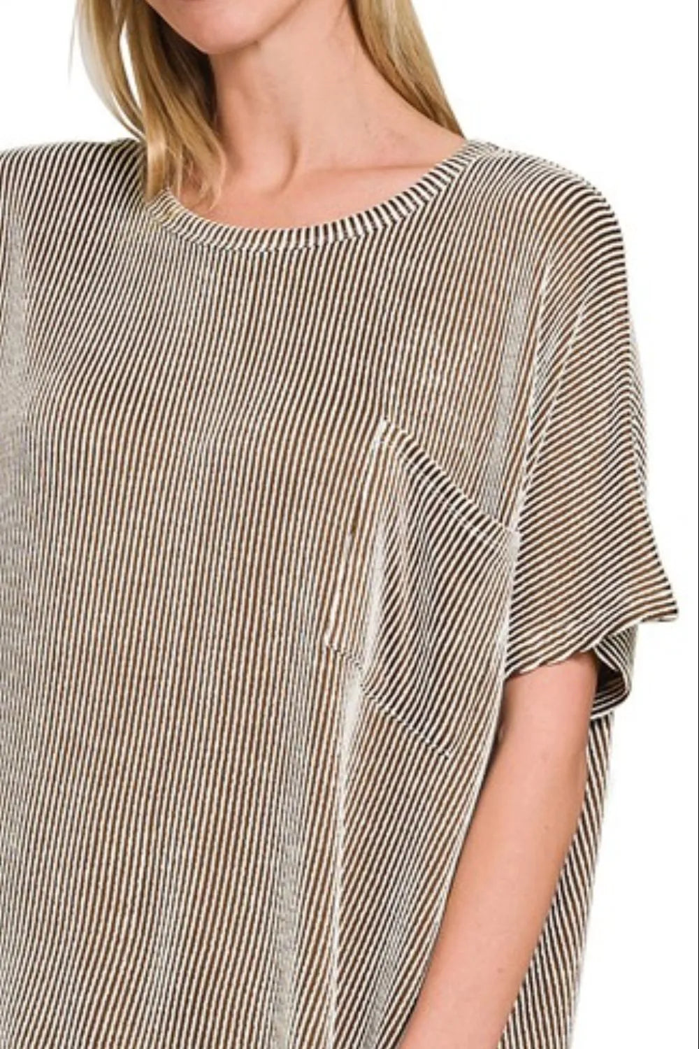 Corded Rib Oversized Short Sleeve Top