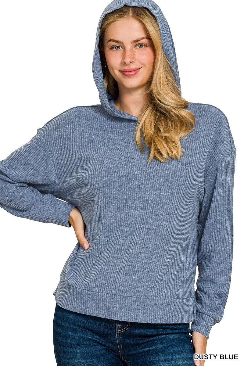 Ribbed Long Sleeve Hoodie