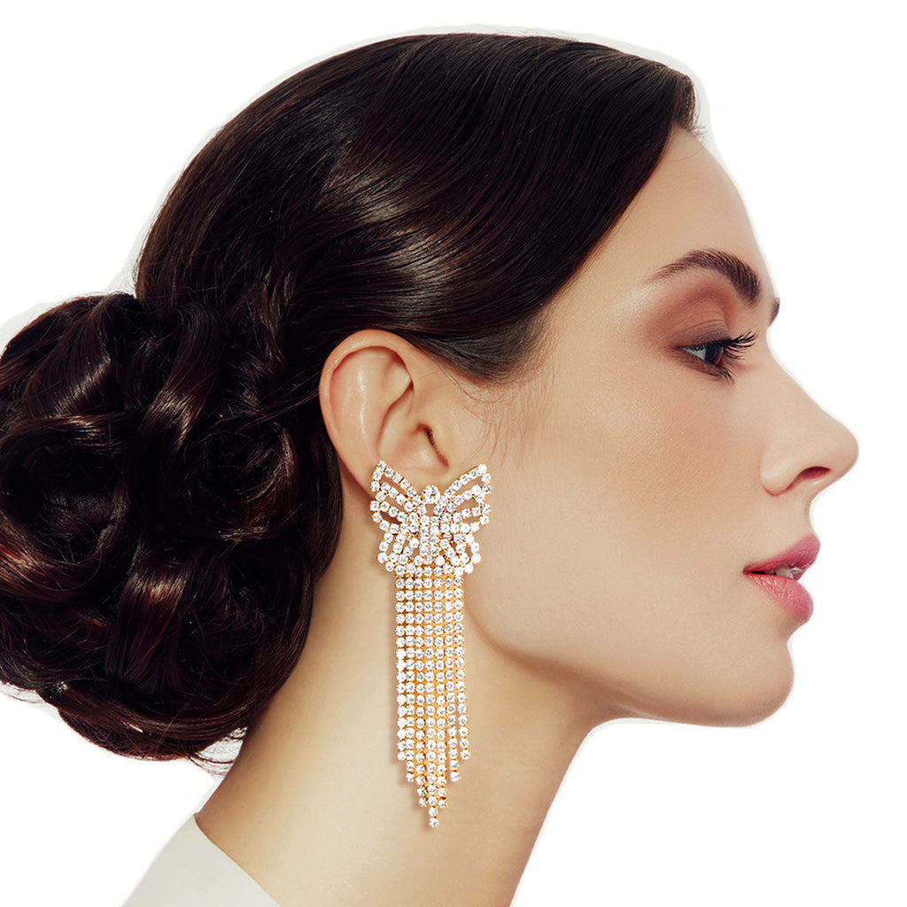 Butterfly Fringe Earrings Gold Elegant Statement Jewelry