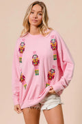 Sequin Nutcrackers Embroidery Christmas Sweatshirt