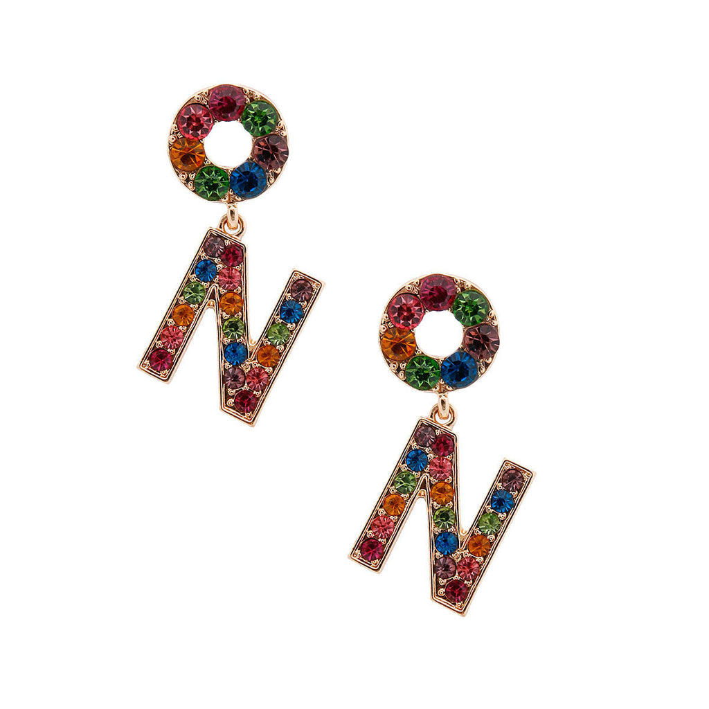 Dangling N Earrings Rainbow Radiance Stylish Statement Jewelry