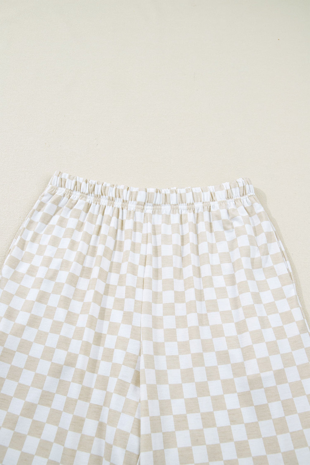 Khaki Checkered Print Half Sleeve Tee 2pcs Lounge Pant Set