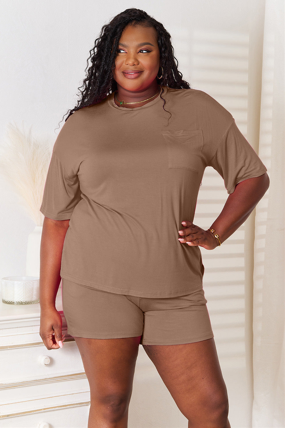 I am a Fashion Junky Full Size Soft Rayon Half Sleeve Top and Shorts Set