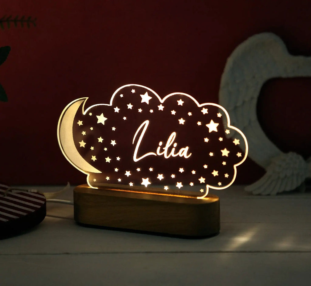 DecorBites™ Baby Kids USB Night Light Personalized Children Name Lamp Custom Nursery Newborn Bedroom Home Decoration Birthday Souvenir Gift