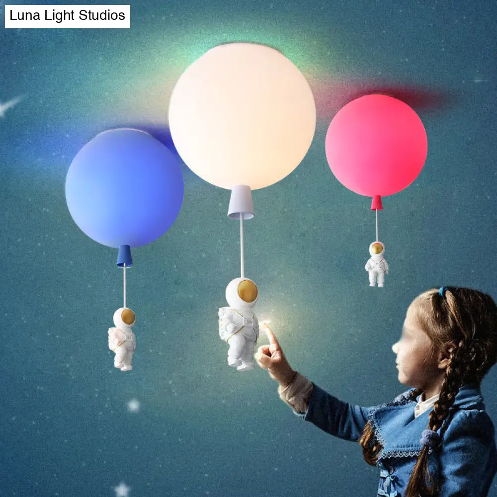 DecorBites™ Balloon and Astronaut Ceiling Lamp Kids Acrylic 1 Head Bedroom Pendant Lighting Fixture