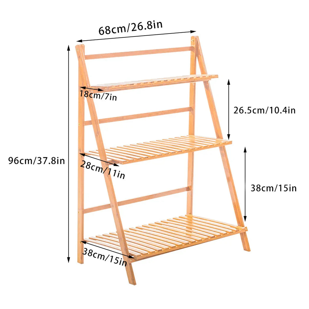 DecorBites™ Bamboo 3 Tier Plant Shelf Stand