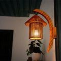 DecorBites™ Bamboo Country House Wall Sconce with Arc Arm - Brown