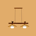 DecorBites™ Bamboo Pendant Lighting: Conical Island Light with White Glass Shade