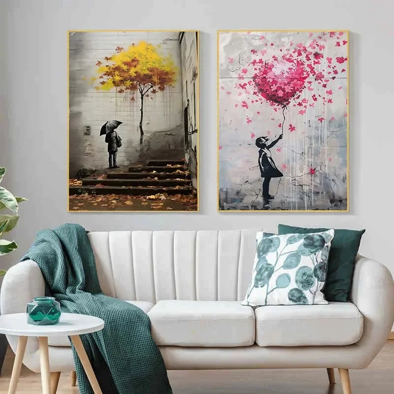 DecorBites™ Banksy Boy Girl Balloon Canvas Wall Art