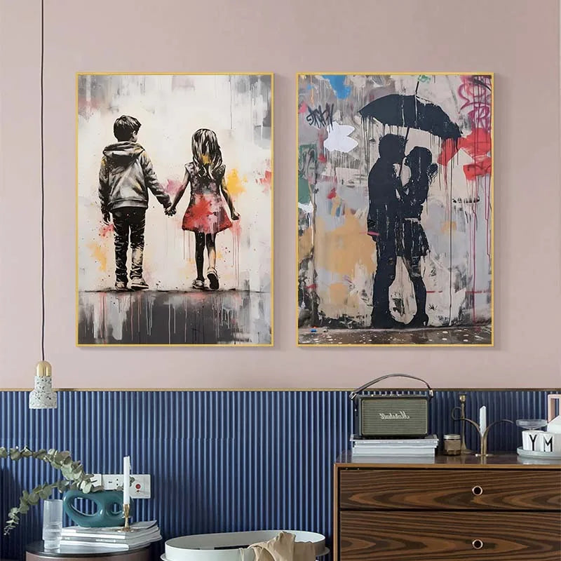 DecorBites™ Banksy Boy Girl Balloon Canvas Wall Art