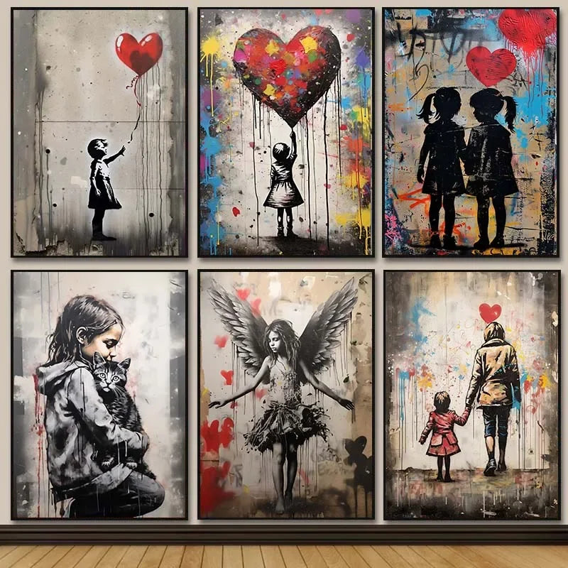 DecorBites™ Banksy Boy Girl Balloon Canvas Wall Art