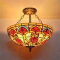 DecorBites™ Baroque Style Stained Glass Ceiling Light, Semi Flush Mount Fixture for Bedroom