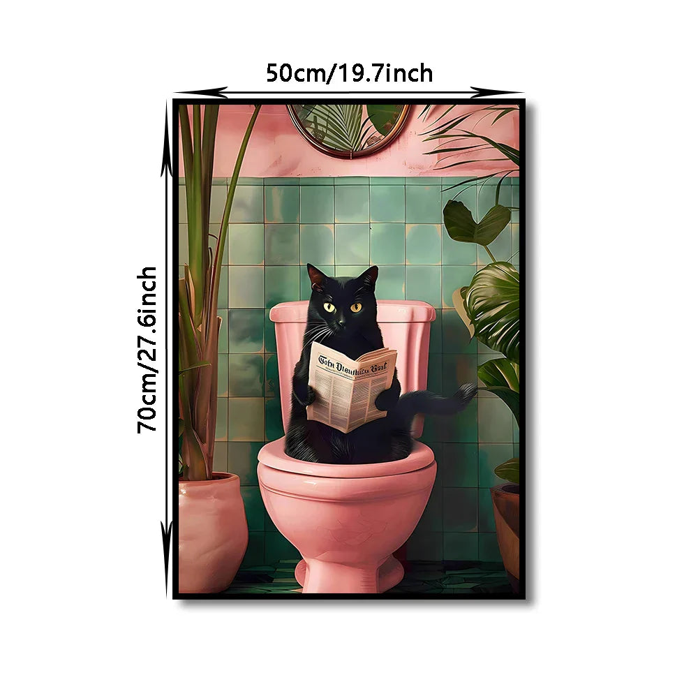 DecorBites™ Bathroom Cat Canvas Wall Art Print