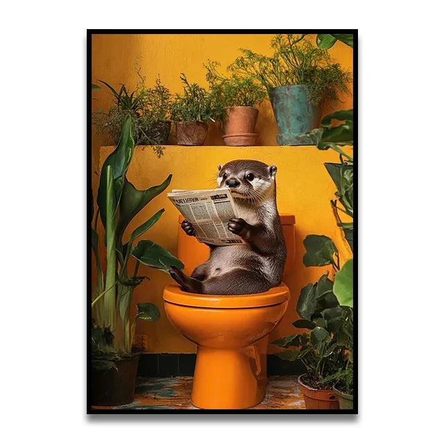 DecorBites™ Bathroom Cat Canvas Wall Art Print