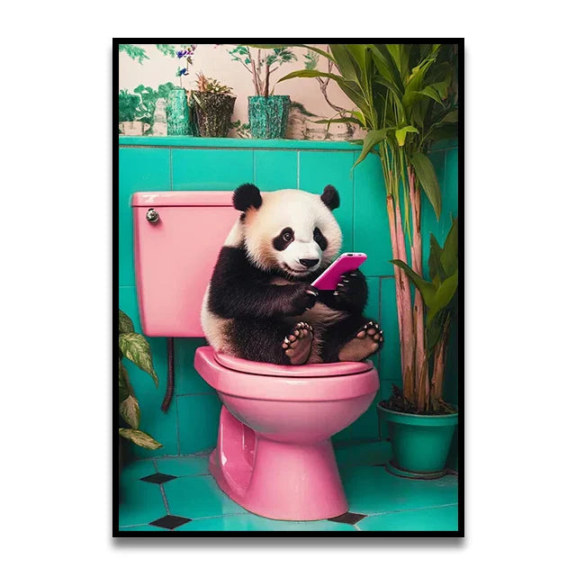 DecorBites™ Bathroom Cat Canvas Wall Art Print