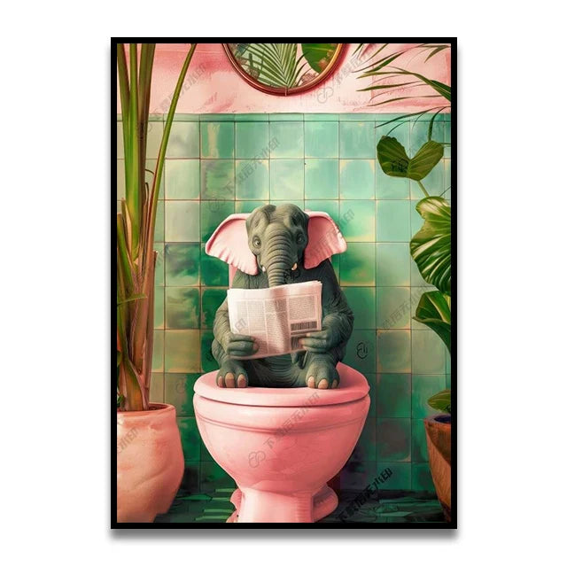DecorBites™ Bathroom Cat Canvas Wall Art Print