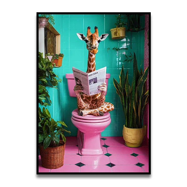 DecorBites™ Bathroom Cat Canvas Wall Art Print