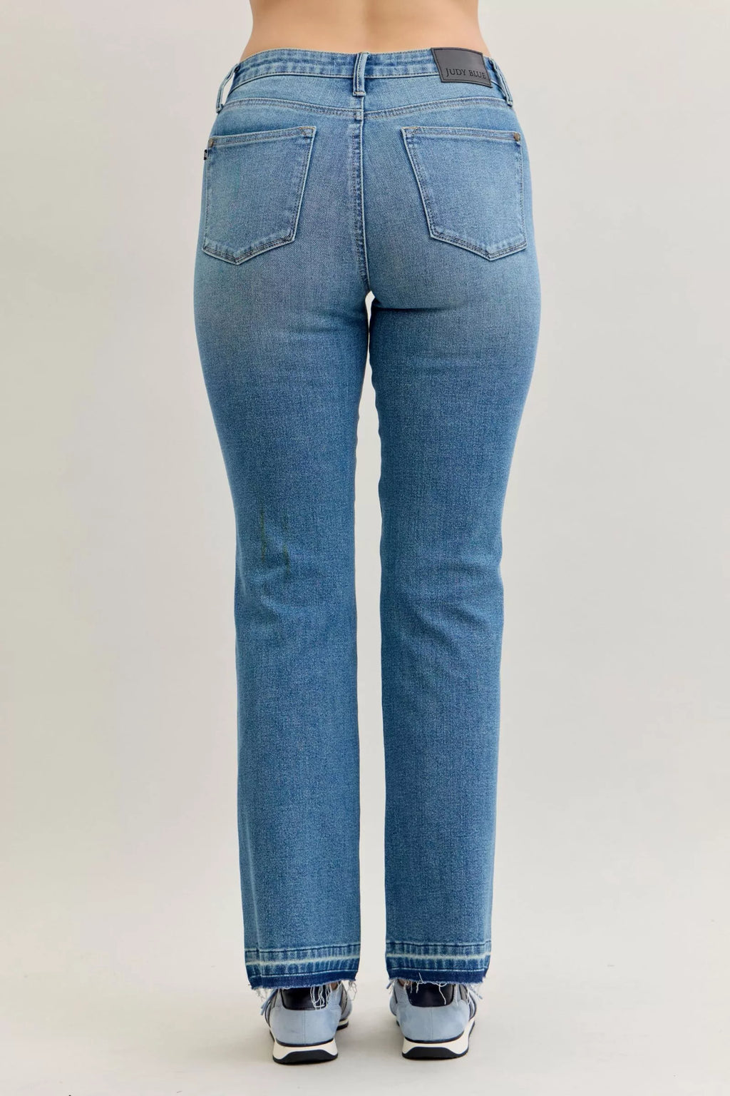 Full Size Mid Rise Slim Bootcut Tummy Control Release Hem Jeans Plus Size