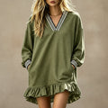 Women's Linen Asymmetrical Hem Loose Mini Dress