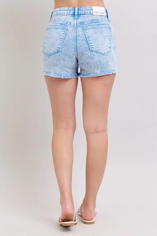 Full Size Mid Rise Garment Dyed Denim Shorts Plus Size