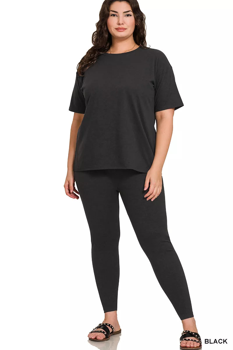 I am a Fashion junky Full Size Brushed Dty Microfiber Short Sleeve Top and Pants Loungewear Set Plus Size