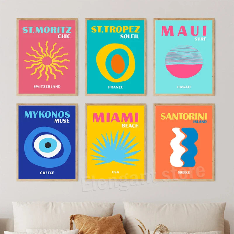 DecorBites™ Beach Travel Posters for Home Decor
