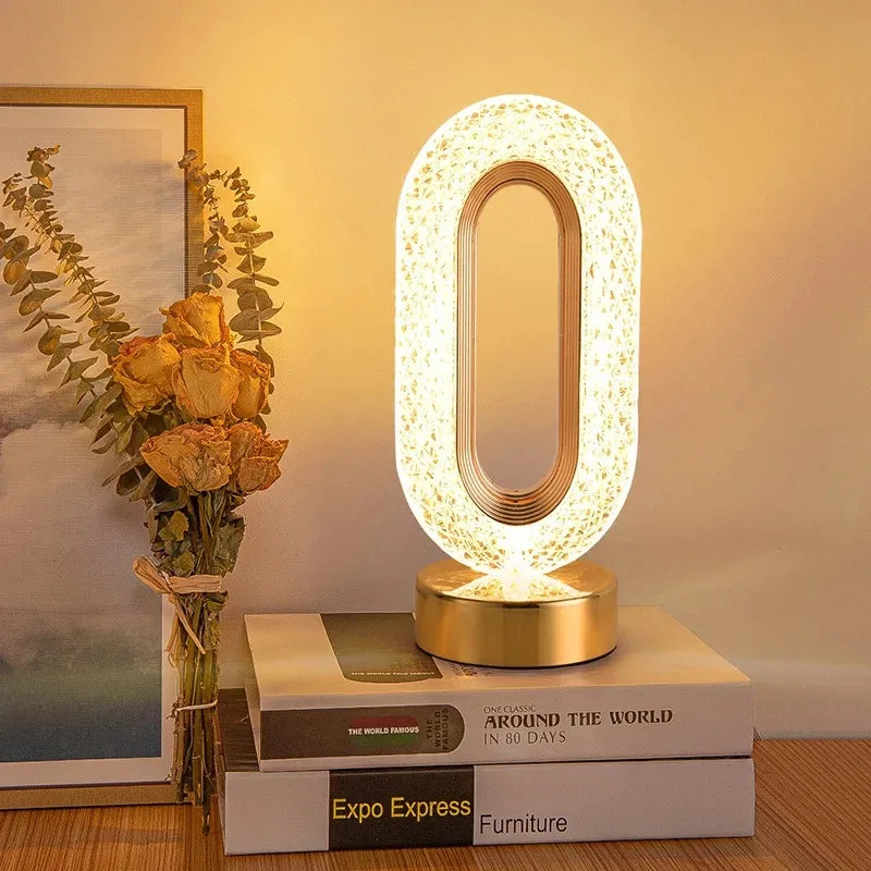 DecorBites™ Bedroom Crystal Touch Dimming Night Light Girls Room Home Decor Aesthetics USB Bedside LED Ambient Table 3D Moon Lamp