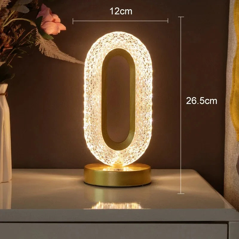 DecorBites™ Bedroom Crystal Touch Dimming Night Light Girls Room Home Decor Aesthetics USB Bedside LED Ambient Table 3D Moon Lamp