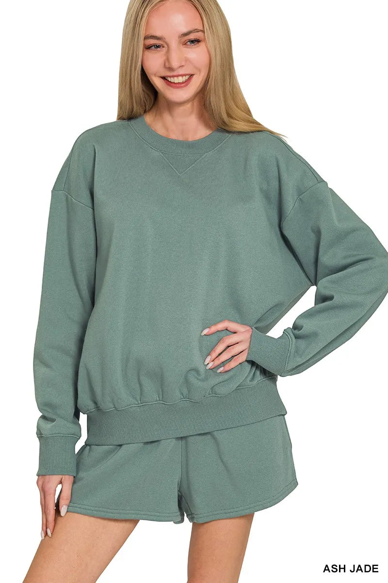 Fleece Long Sleeve Sweatshirts & Shorts Set