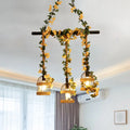 DecorBites™ Birdcage Industrial Hemp Rope Suspension Lamp - 3/5-Light Black Ceiling Lighting for Restaurant Island