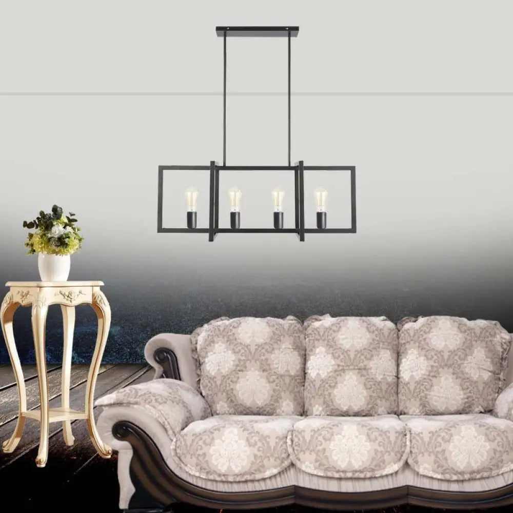 DecorBites™ Black 4-Head Industrial Metal Pendant Light for Living Room
