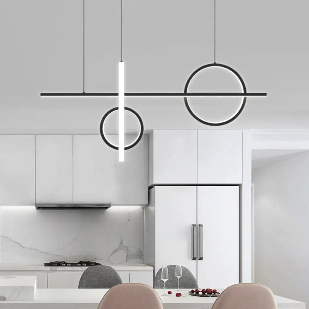 DecorBites™ Black Acrylic LED Pendant Light: Minimalist Novelty Island Suspension