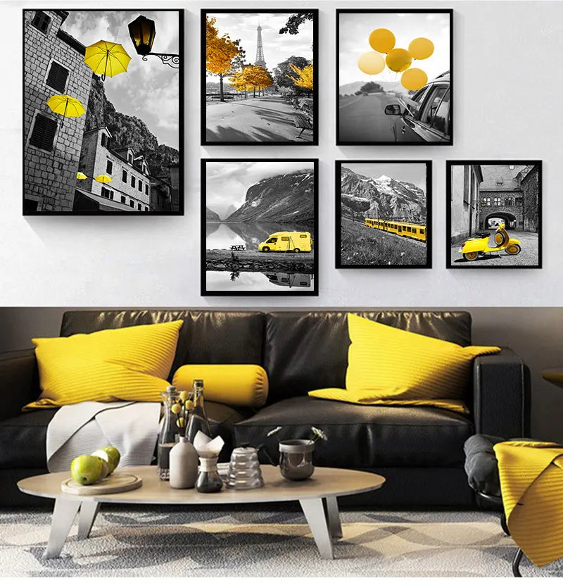 DecorBites™ Black and White Nordic Landscape Canvas Set