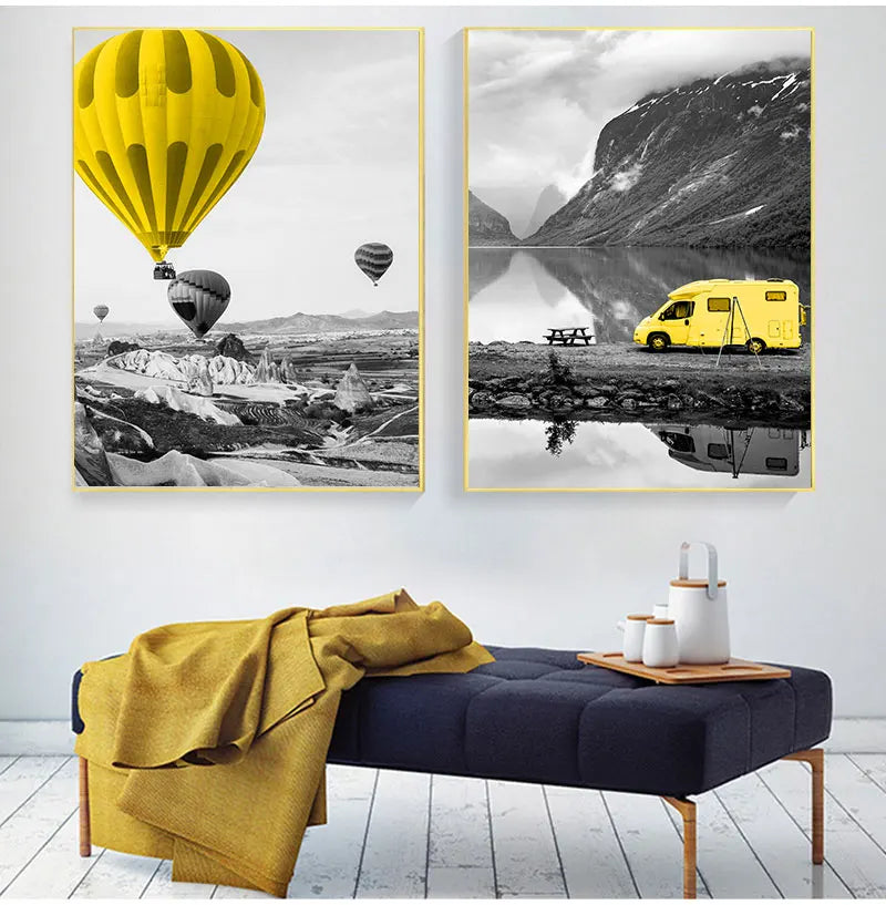 DecorBites™ Black and White Nordic Landscape Canvas Set