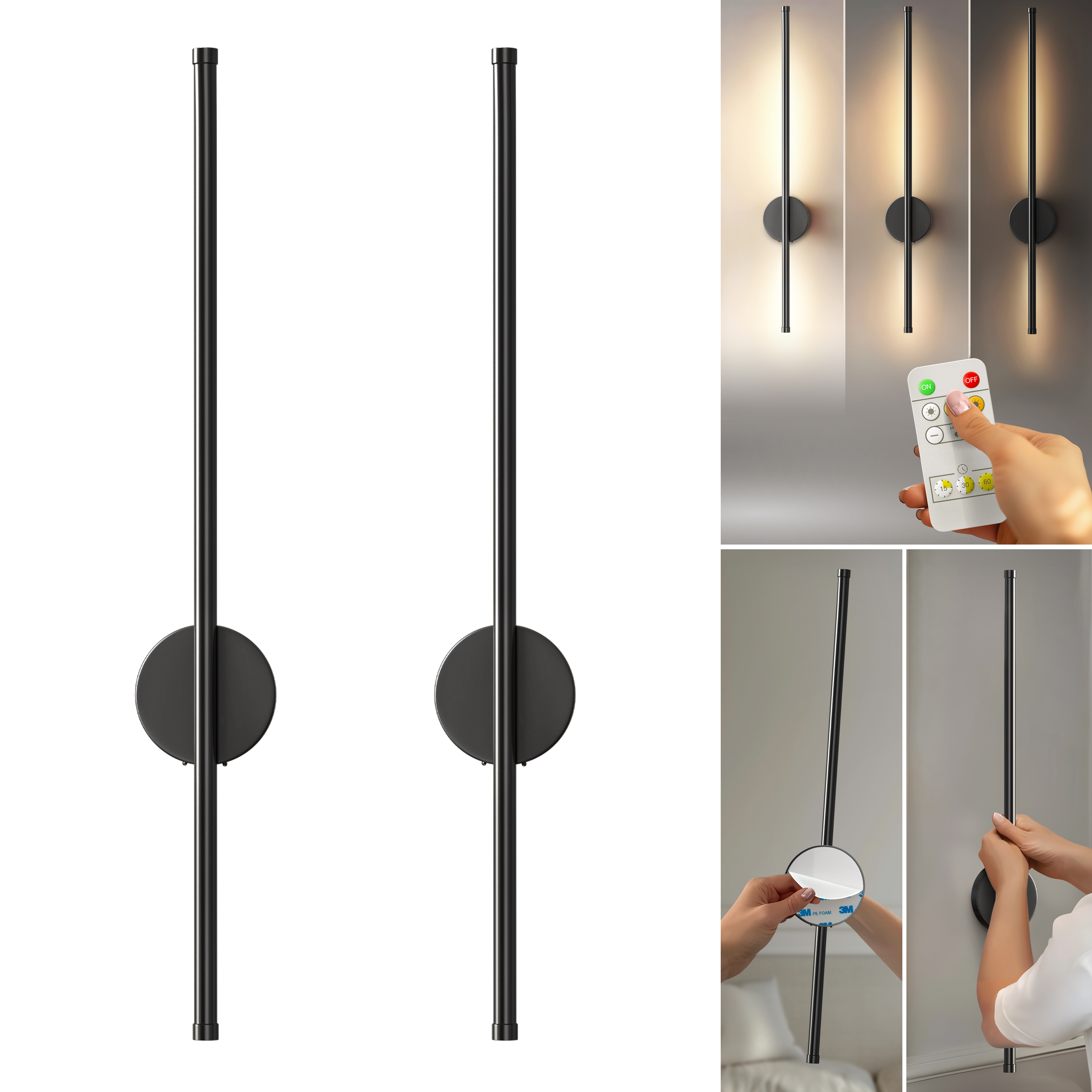 DecorBites™ Black Battery Operated Wall Sconces (SET OF 2)