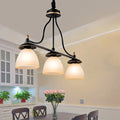 DecorBites™ Black Glass Barrel Island Pendant Light - Classic 3-Light Dining Room Hanging Fixture