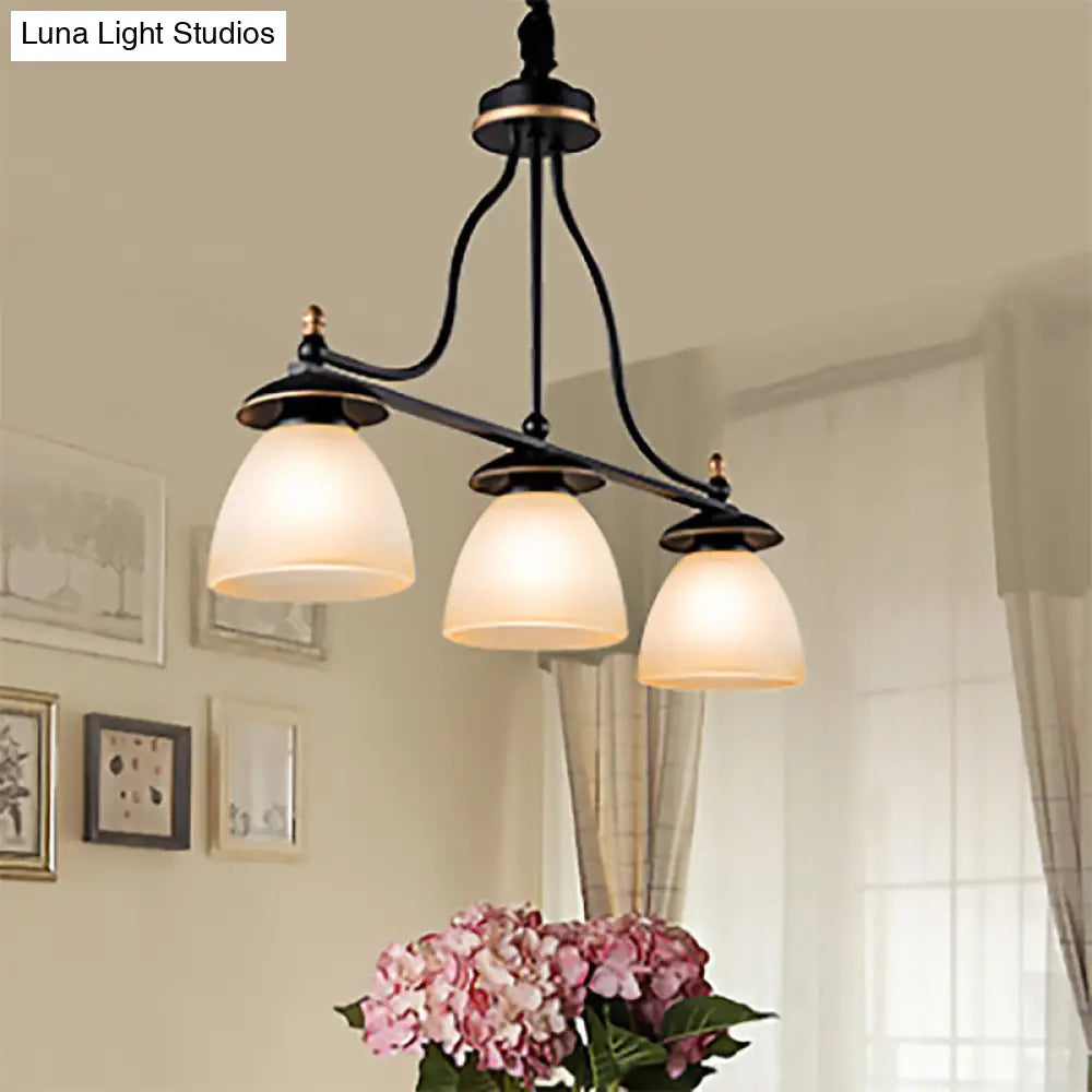 DecorBites™ Black Glass Barrel Island Pendant Light - Classic 3-Light Dining Room Hanging Fixture