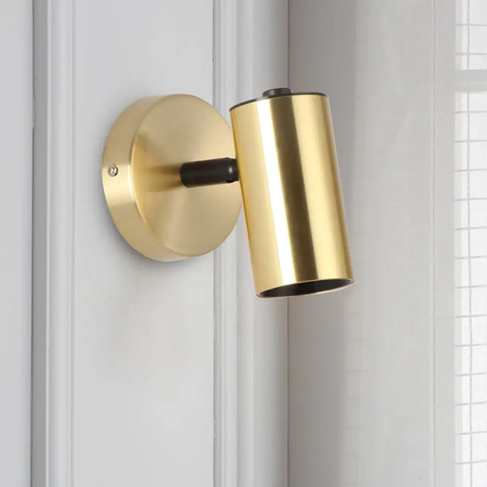 DecorBites™ Black/Gold Metallic Tube Wall Sconce with LED Light for Bedside