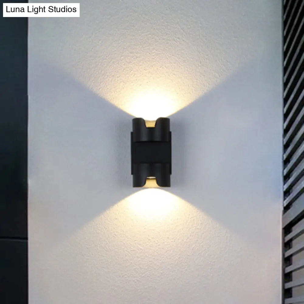 DecorBites™ Black LED Flush Mount Wall Light - Up Down Lighting with Metal Cylinder Shade for Patio