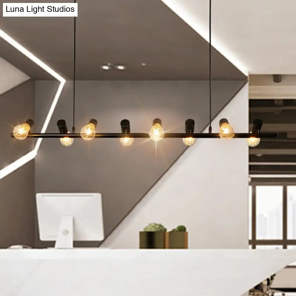 DecorBites™ Black Linear Island Pendant Light with Exposed Bulb Design - Perfect for Restaurants and Lofts