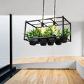 DecorBites™ Black Loft Style Rectangle Cage Pendant Light with Plastic Pot – Ideal Island Lighting for Dining Room