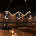 DecorBites™ Black Metal & Rope Pendant Light - Farmhouse Style with Wavy Conic Design, 3/5 Bulbs