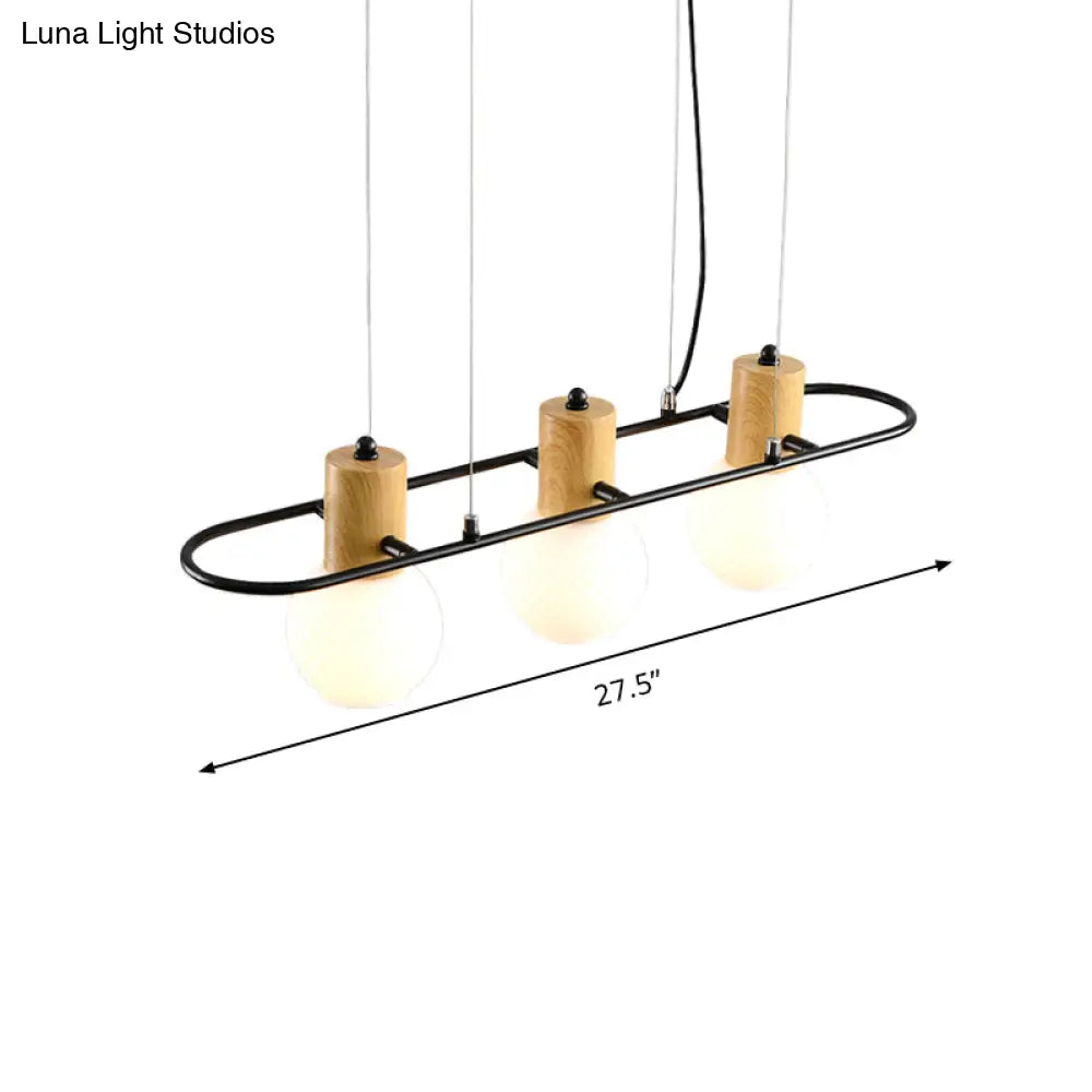 DecorBites™ Black Orb Island Pendant Light – Modern 3/4-Light Frosted Glass Hanging Lamp Kit with Rectangle Ring