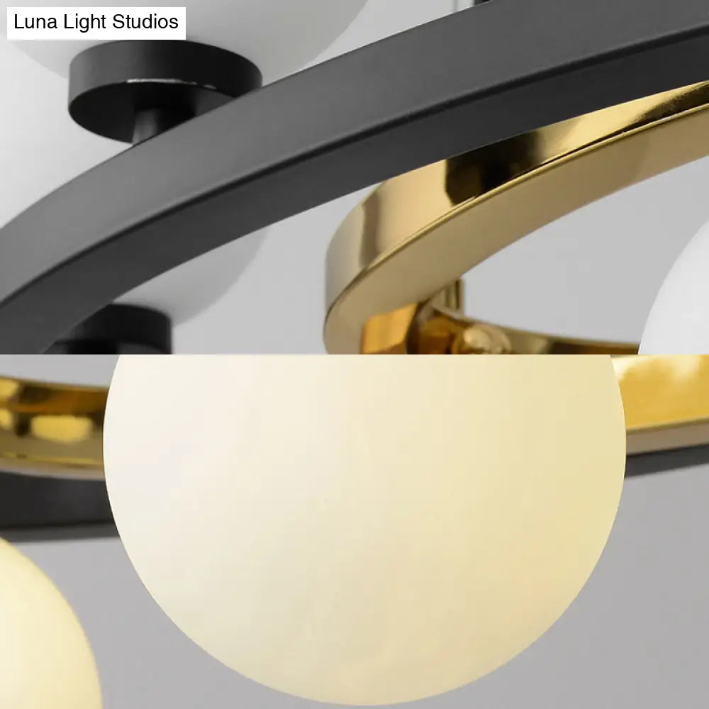 DecorBites™ Black Oval Hanging Light Fixture - Nordic Style with 11 Metal Heads and Opal Glass Shade