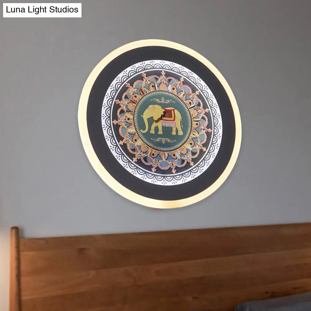 DecorBites™ Blue Elephant Wall Lamp: Moroccan-Inspired LED Fixture for Bedside or Mural